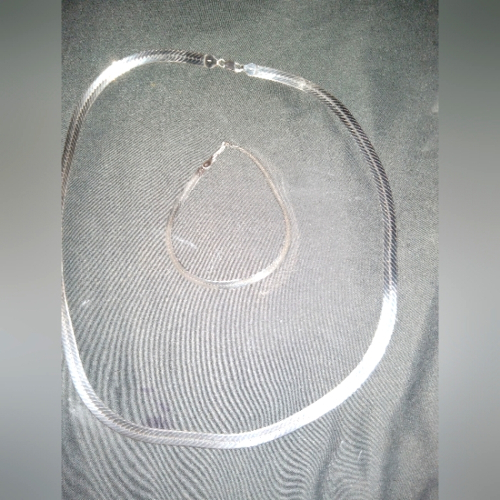 Herringbone real silver set